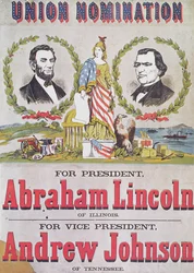 Wahlkampfplakat für die Union-Nominierung mit Abraham Lincoln als Präsident und Andrew Johnson als Vizepräsident
